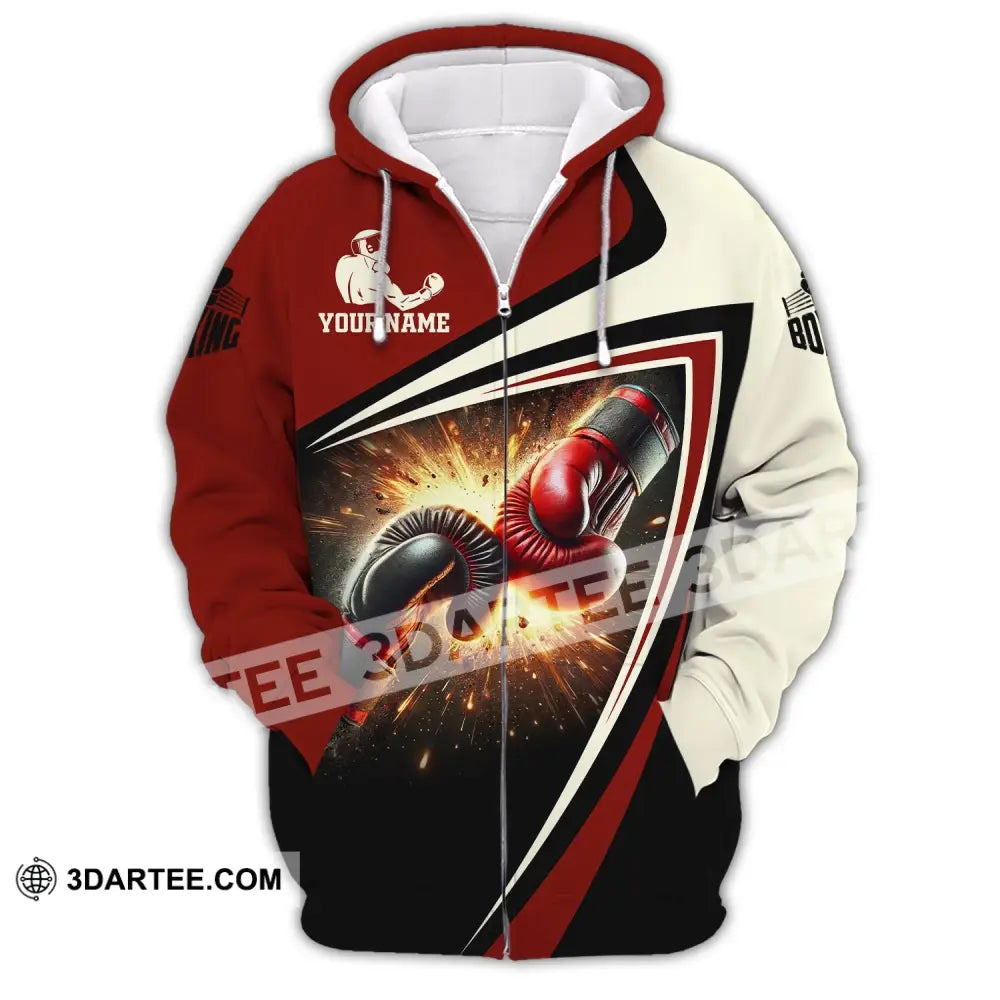 Unisex Shirt Custom Name Boxing Polo Long Sleeve Love T-Shirt Zipper Hoodie / S T-Shirt
