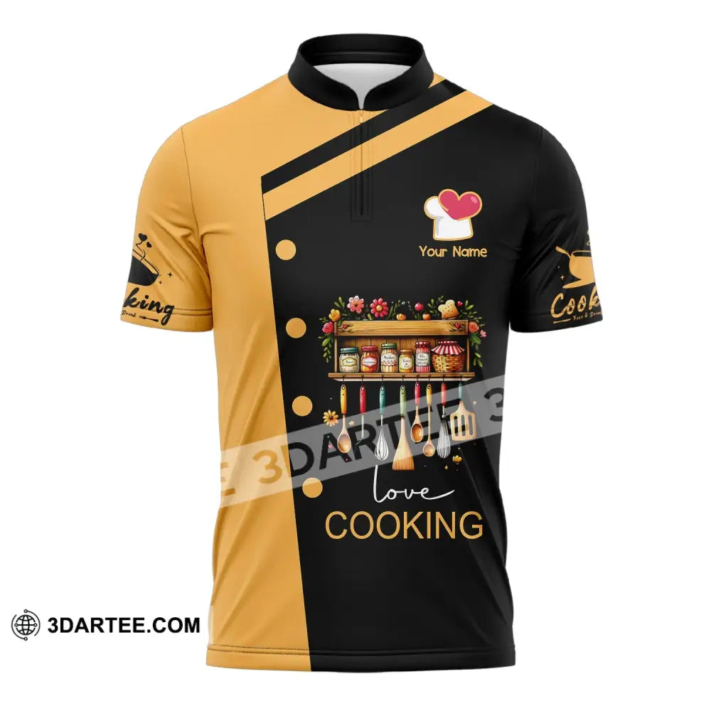 Unisex Shirt - Custom Name Cooking Zipper Polo / S T-Shirt