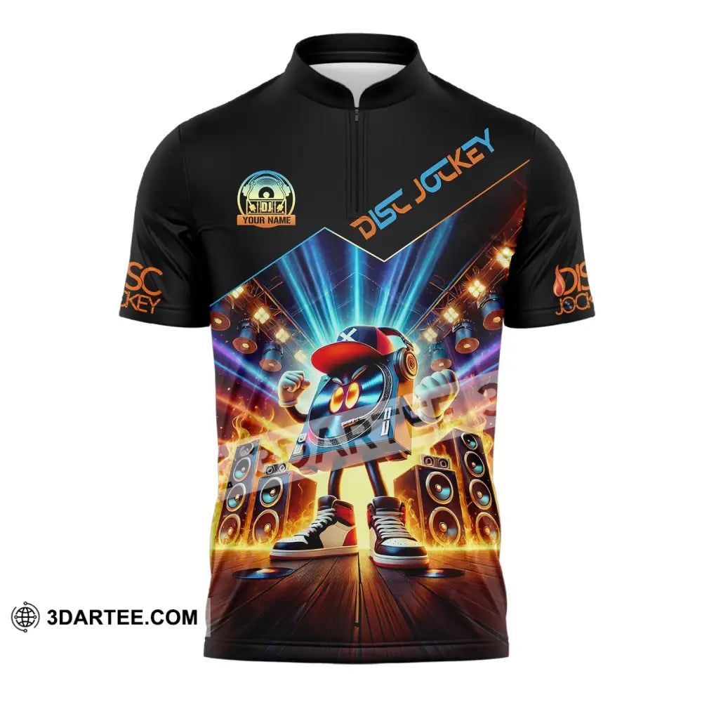 Unisex Shirt Custom Name Disc Jockey Music Heart Dj Hoodie Polo Long Sleeve Zipper / S T-Shirt
