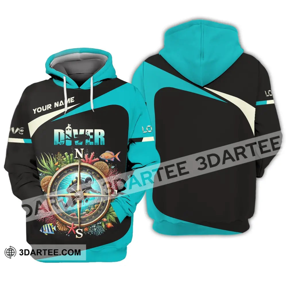 Unisex Shirt Custom Name Diver Diving Lover Apparel Gift For Divers Hoodie / S T-Shirt