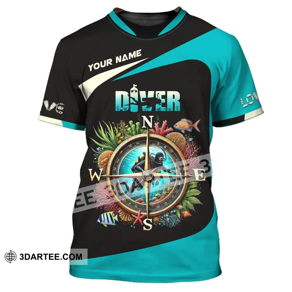 Unisex Shirt Custom Name Diver Diving Lover Apparel Gift For Divers T-Shirt / S