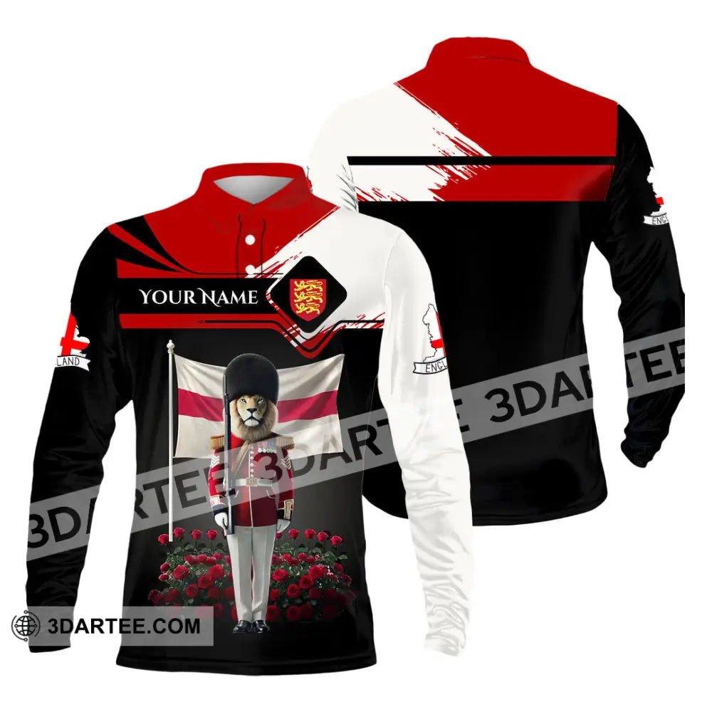 Unisex Shirt Custom Name England Lover Gift Long Sleeve Polo / S T-Shirt