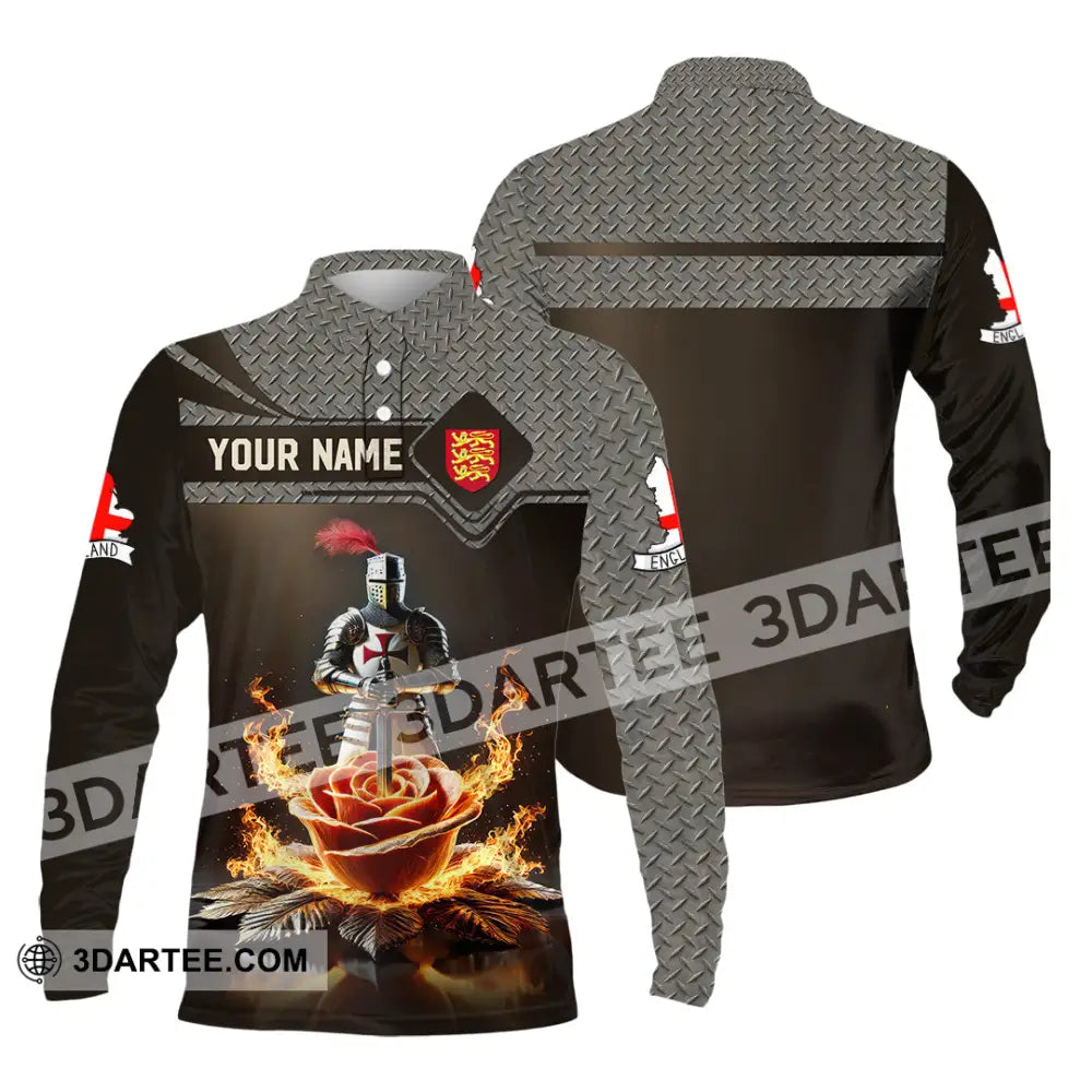 Unisex Shirt Custom Name England Lover Gift Long Sleeve Polo / S T-Shirt