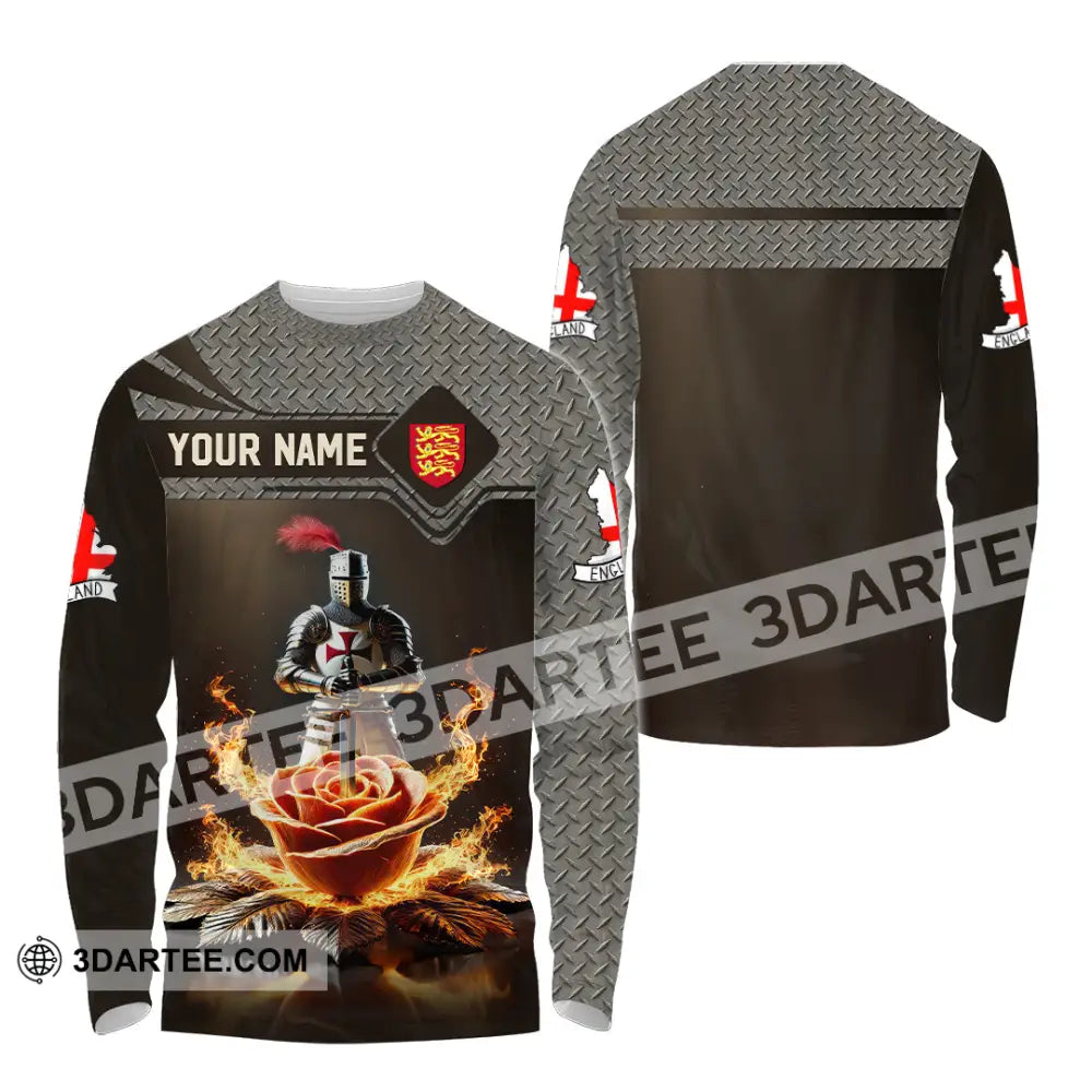 Unisex Shirt Custom Name England Lover Gift Long Sleeve / S T-Shirt
