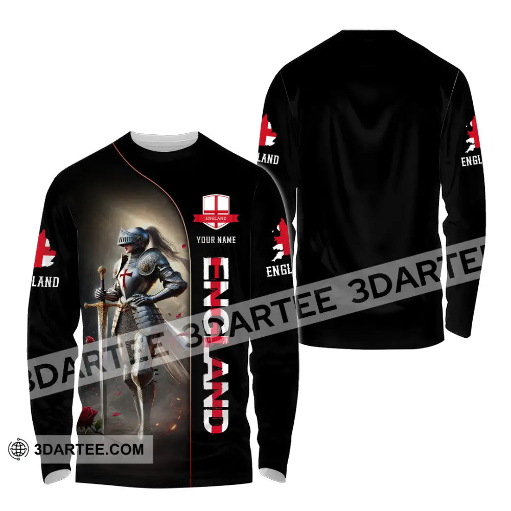Unisex Shirt Custom Name England Lover Gift Long Sleeve / S T-Shirt