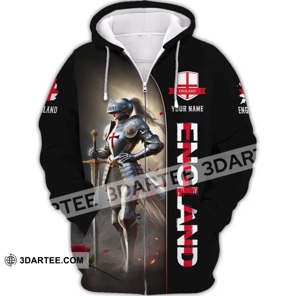 Unisex Shirt Custom Name England Lover Gift Zipper Hoodie / S T-Shirt