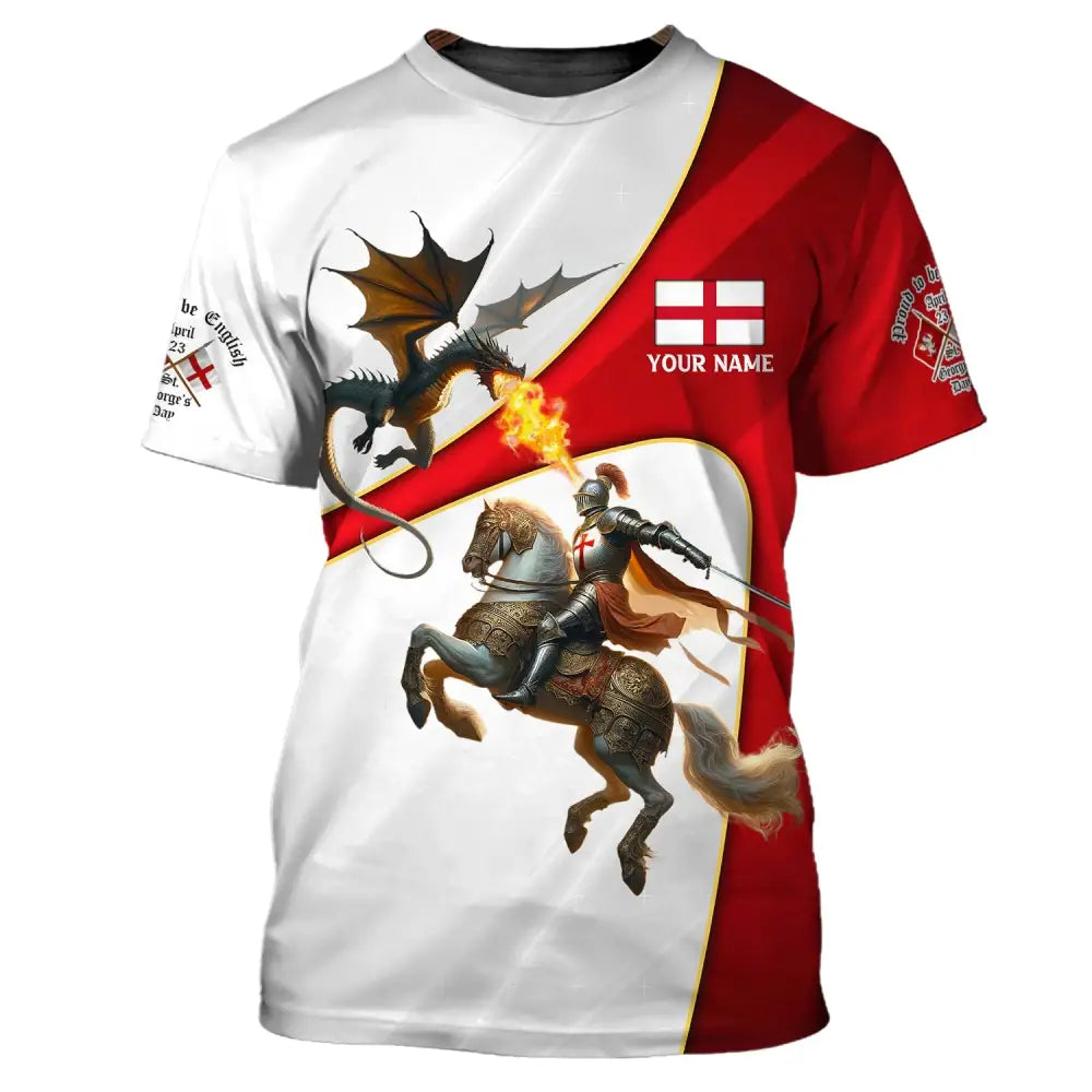 Unisex Shirt Custom Name England T-Shirt Proud To Be English St George’s Day Gift / S