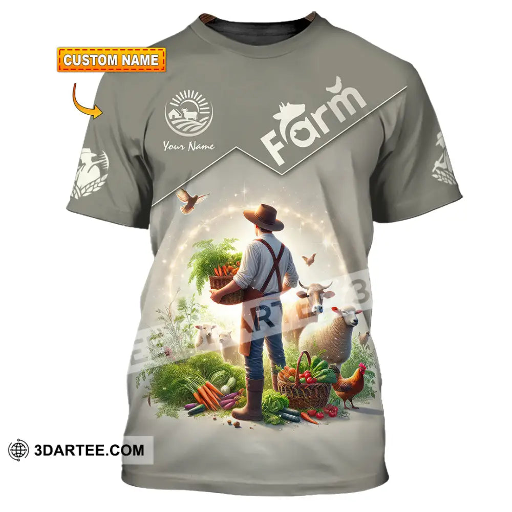 Unisex Shirt Custom Name Farmer Long Sleeve Polo T-Shirt