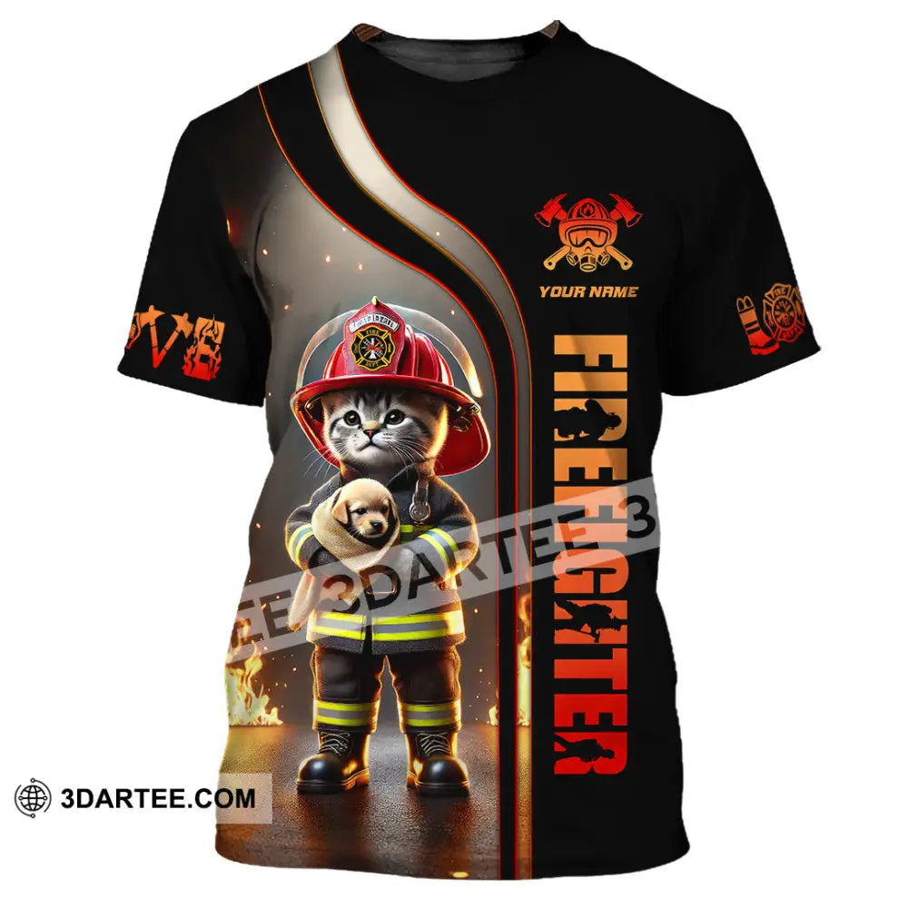 Unisex Shirt Custom Name Firefighter T-Shirt Hoodie Long Sleeve / S T-Shirt