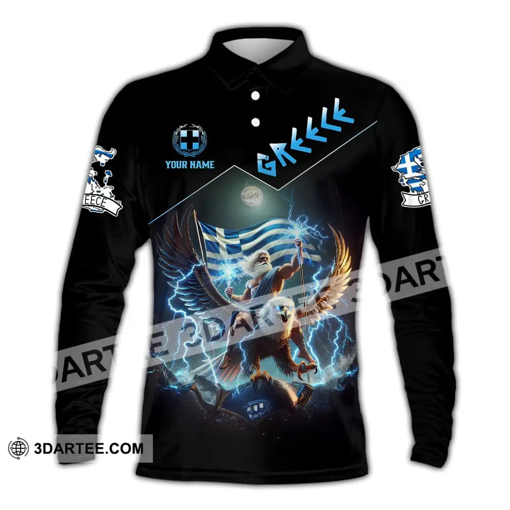 Unisex Shirt Custom Name Greece Love T-Shirt Long Sleeve Polo / S T-Shirt