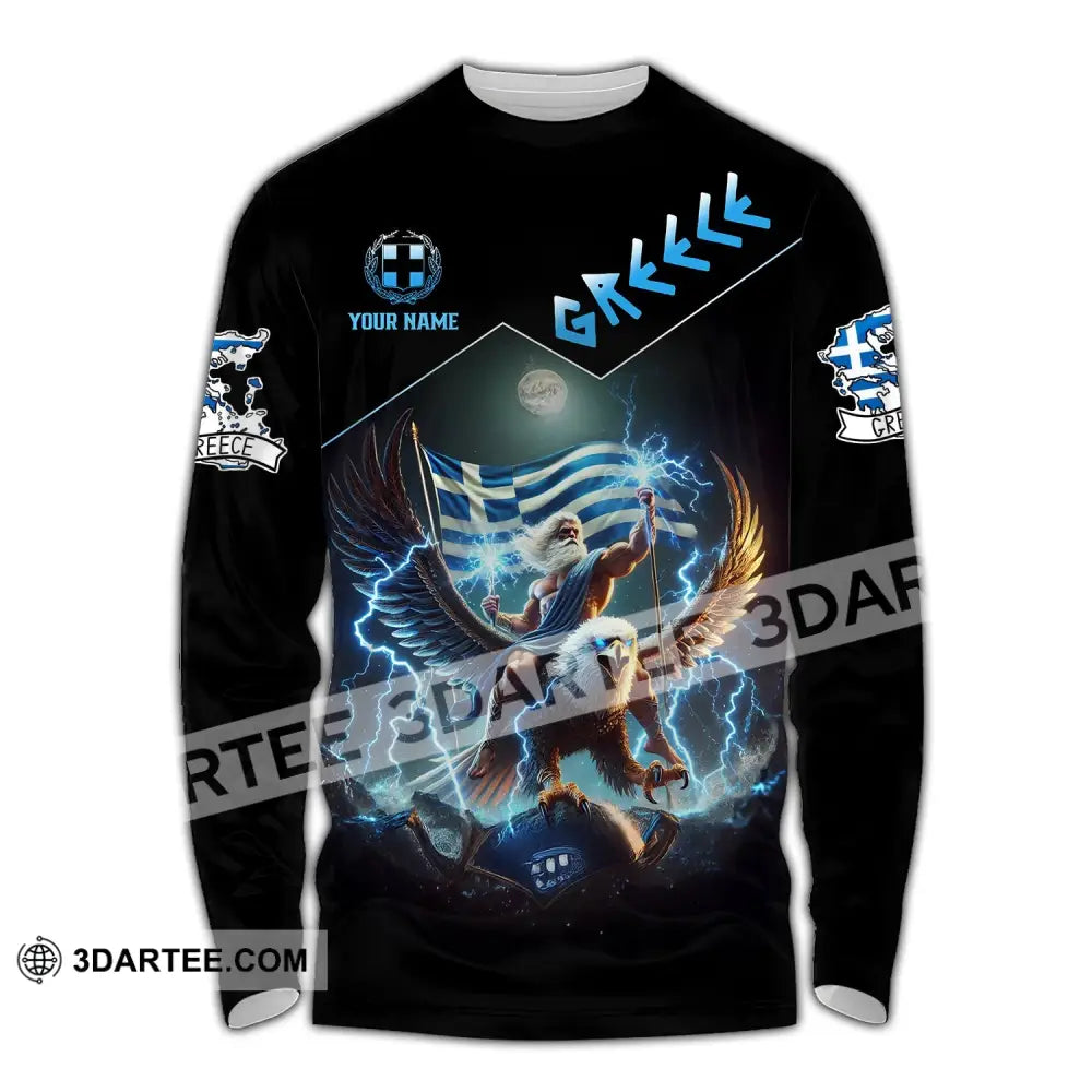 Unisex Shirt Custom Name Greece Love T-Shirt Long Sleeve / S T-Shirt