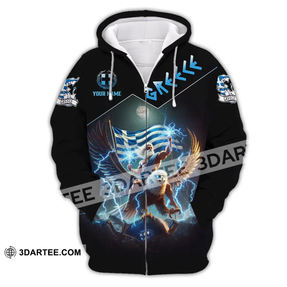 Unisex Shirt Custom Name Greece Love T-Shirt Zipper Hoodie / S T-Shirt