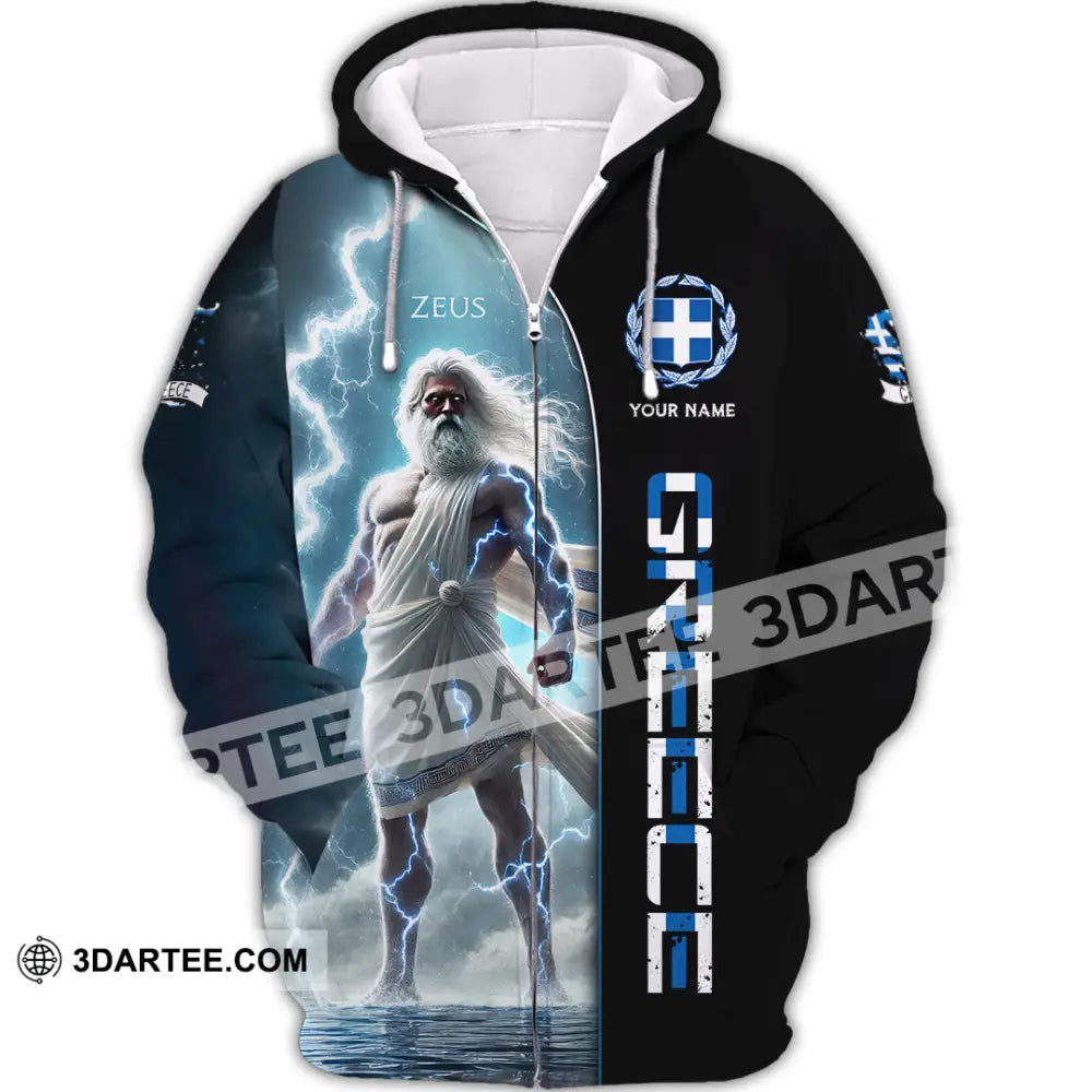 Unisex Shirt Custom Name Greece T-Shirt Lover Gift Zipper Hoodie / S T-Shirt