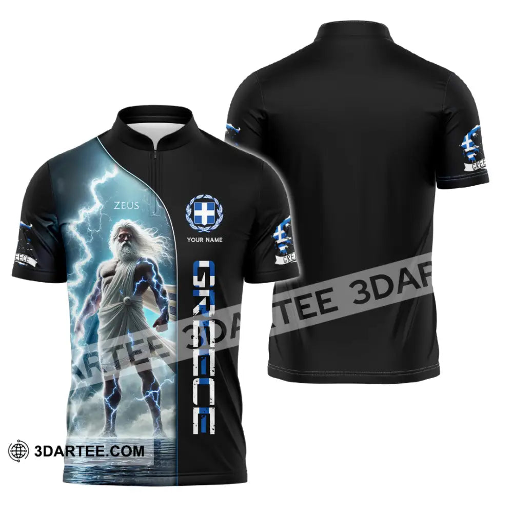 Unisex Shirt Custom Name Greece T-Shirt Lover Gift Zipper Polo / S T-Shirt