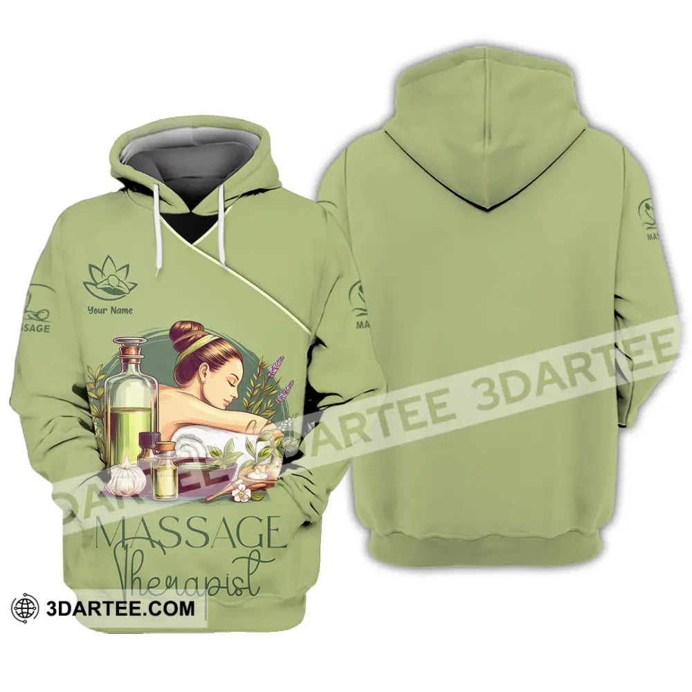Unisex Shirt - Custom Name Green Tea Massage Therapist Hoodie / S T-Shirt
