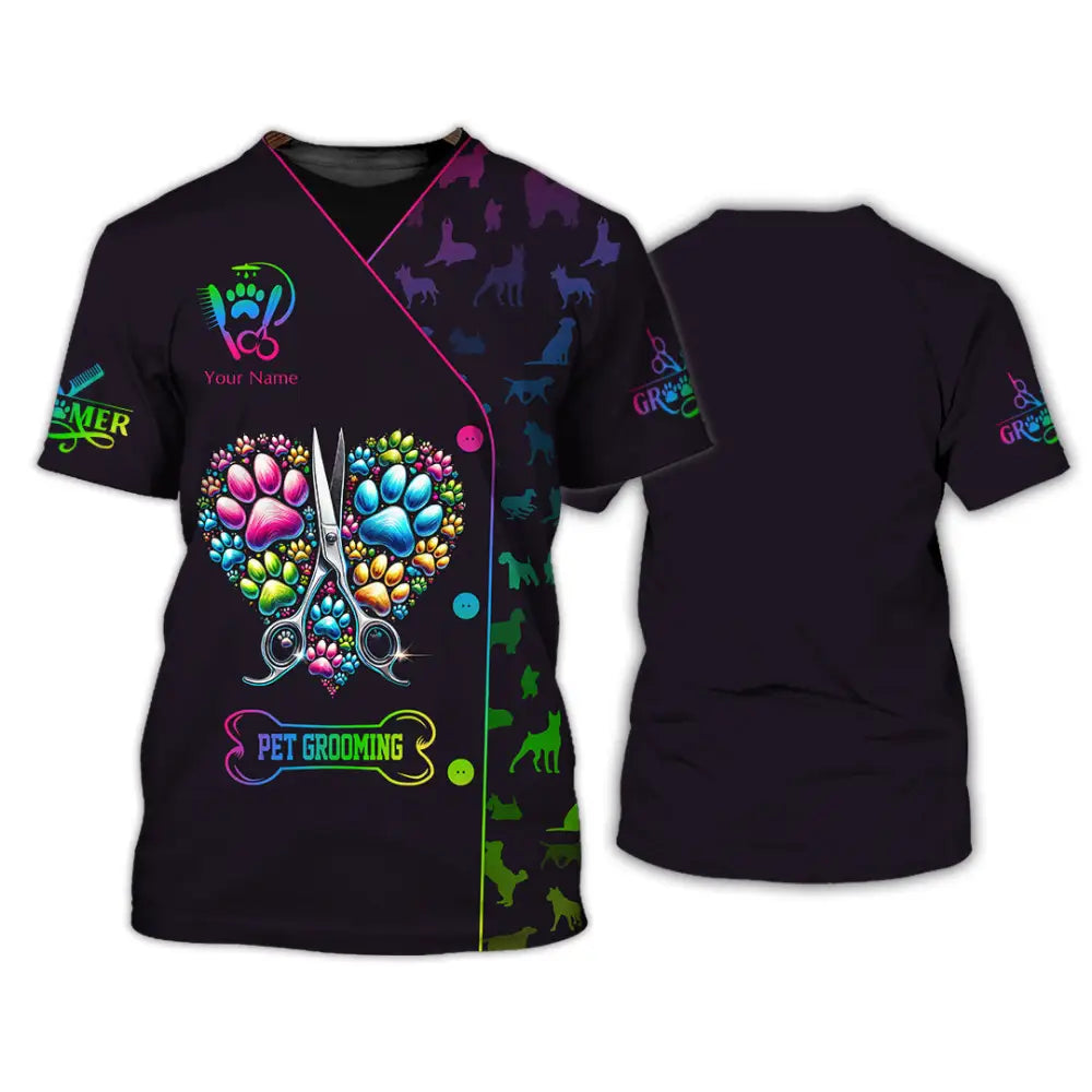 Unisex Shirt Custom Name Groomer Pet Shop Uniform Grooming T-Shirt / S T-Shirt