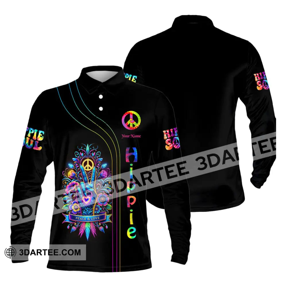 Unisex Shirt Custom Name Hippie T-Shirt Hoodie Long Sleeve Retro Clothing Polo / S T-Shirt