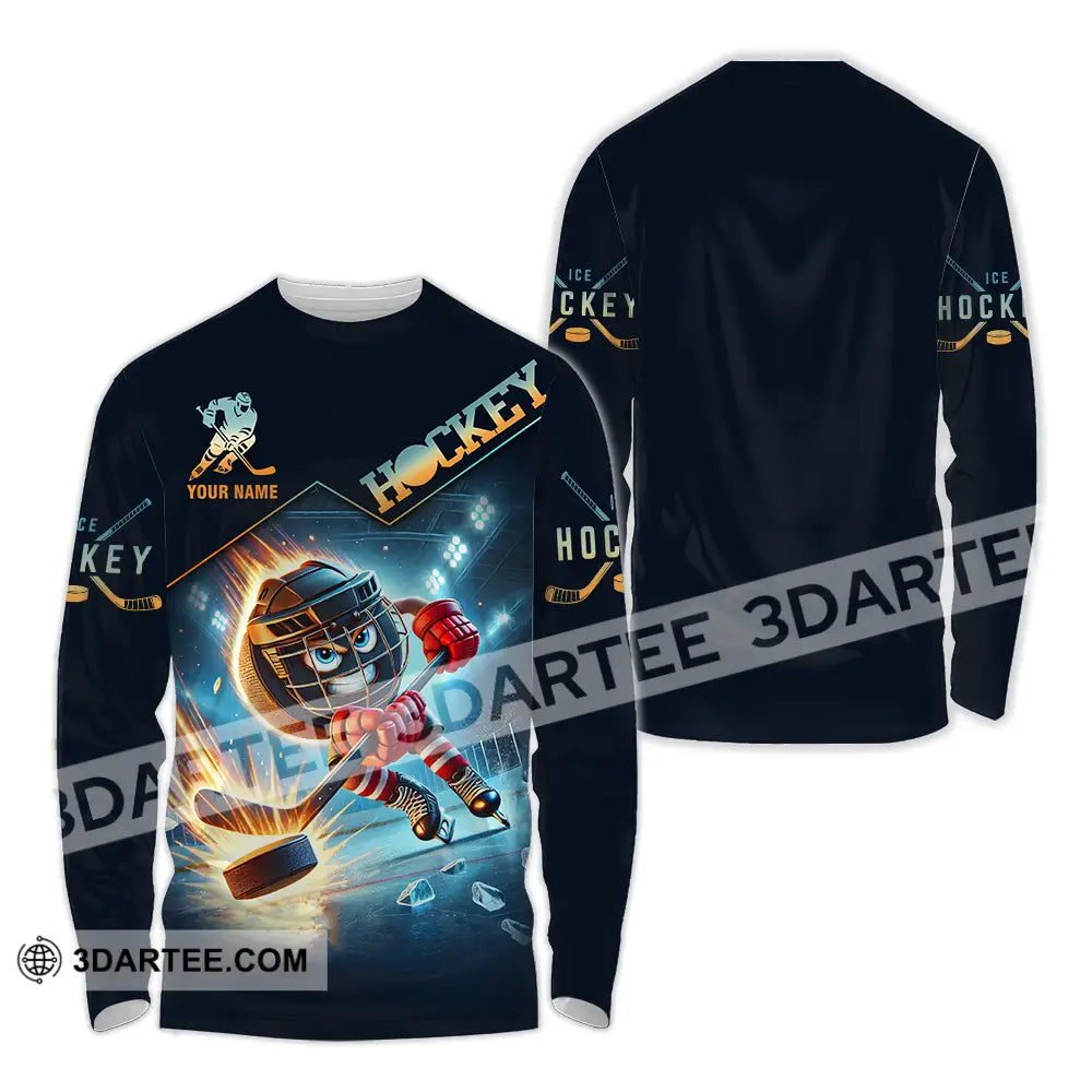 Unisex Shirt - Custom Name Hockey Long Sleeve / S T-Shirt