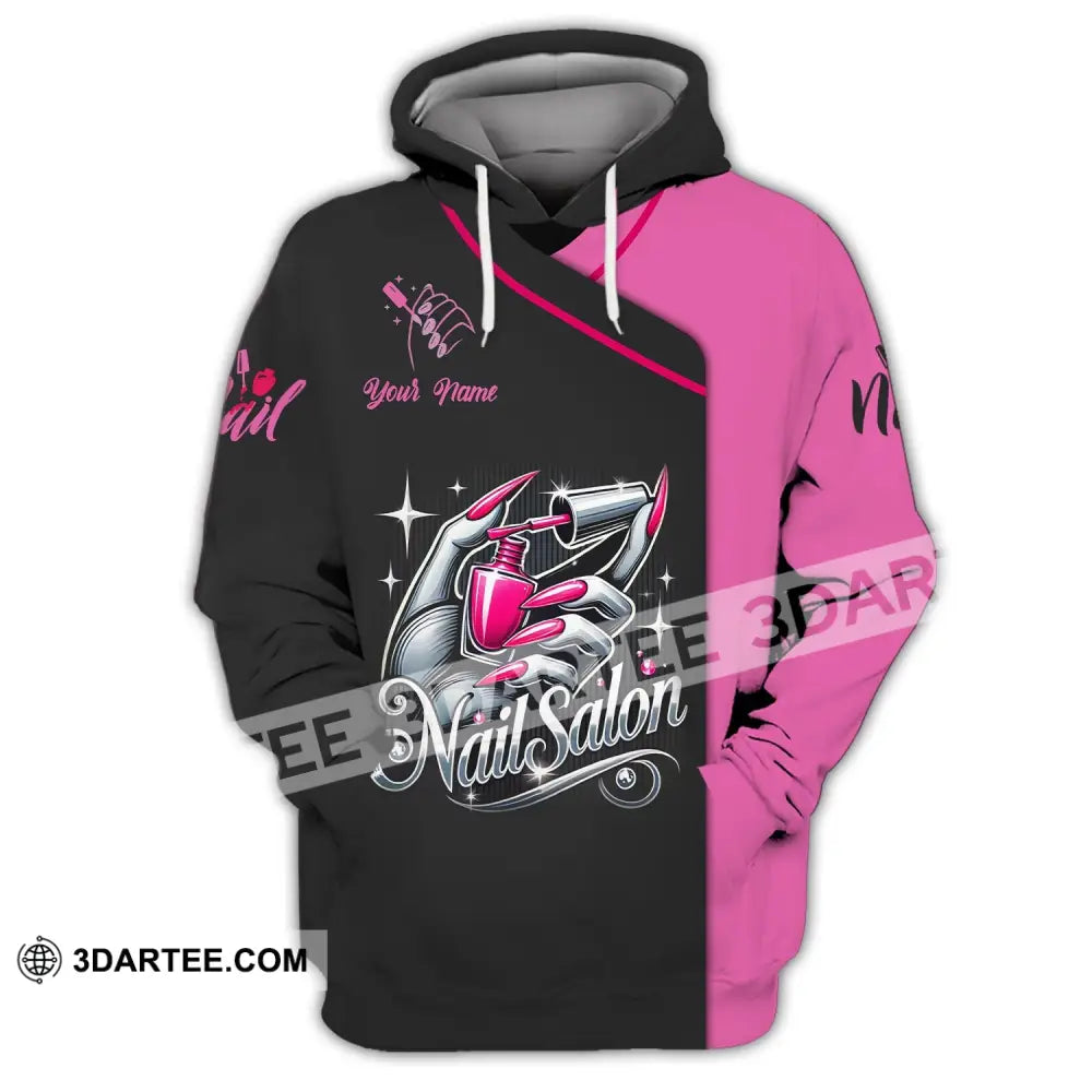 Unisex Shirt Custom Name Nail Artist Long Sleeve Hoodie Polo Shop Uniform / S T-Shirt