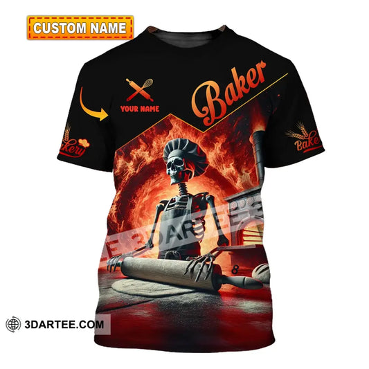 Unisex Shirt - Custom Name Skull Baker T-Shirt