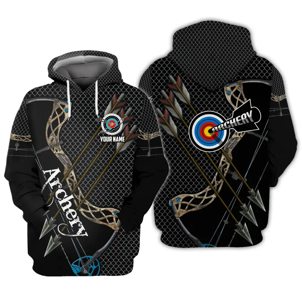 Unisex Shirt - Custom Name Sport Shirt Three Arrows Archery Hoodie / S T-shirt