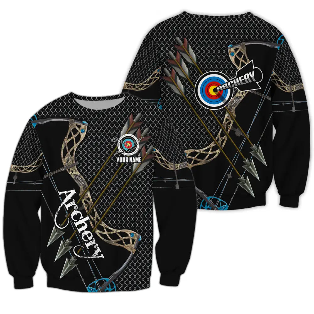 Unisex Shirt - Custom Name Sport Shirt Three Arrows Archery Long Sleeve / S T-shirt