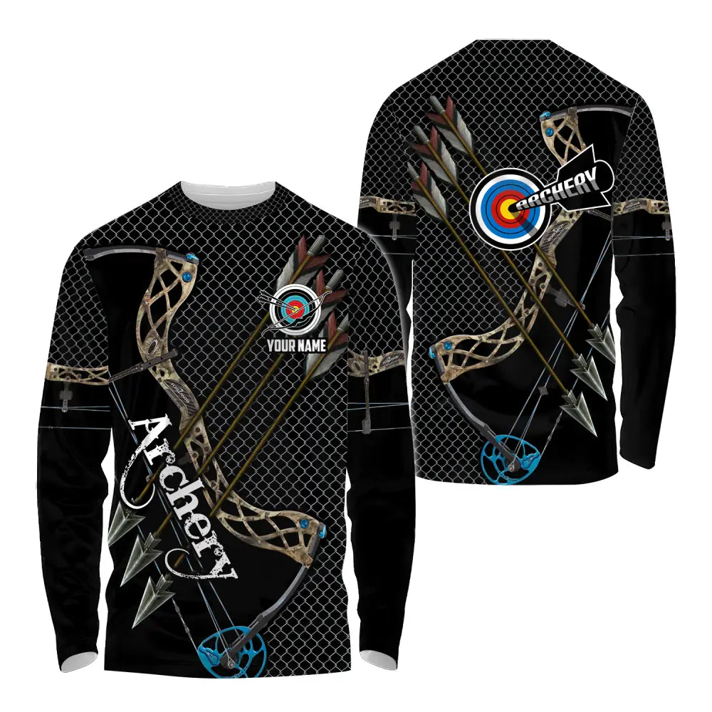 Unisex Shirt - Custom Name Sport Shirt Three Arrows Archery Long Sleeve Shirt / S T-shirt