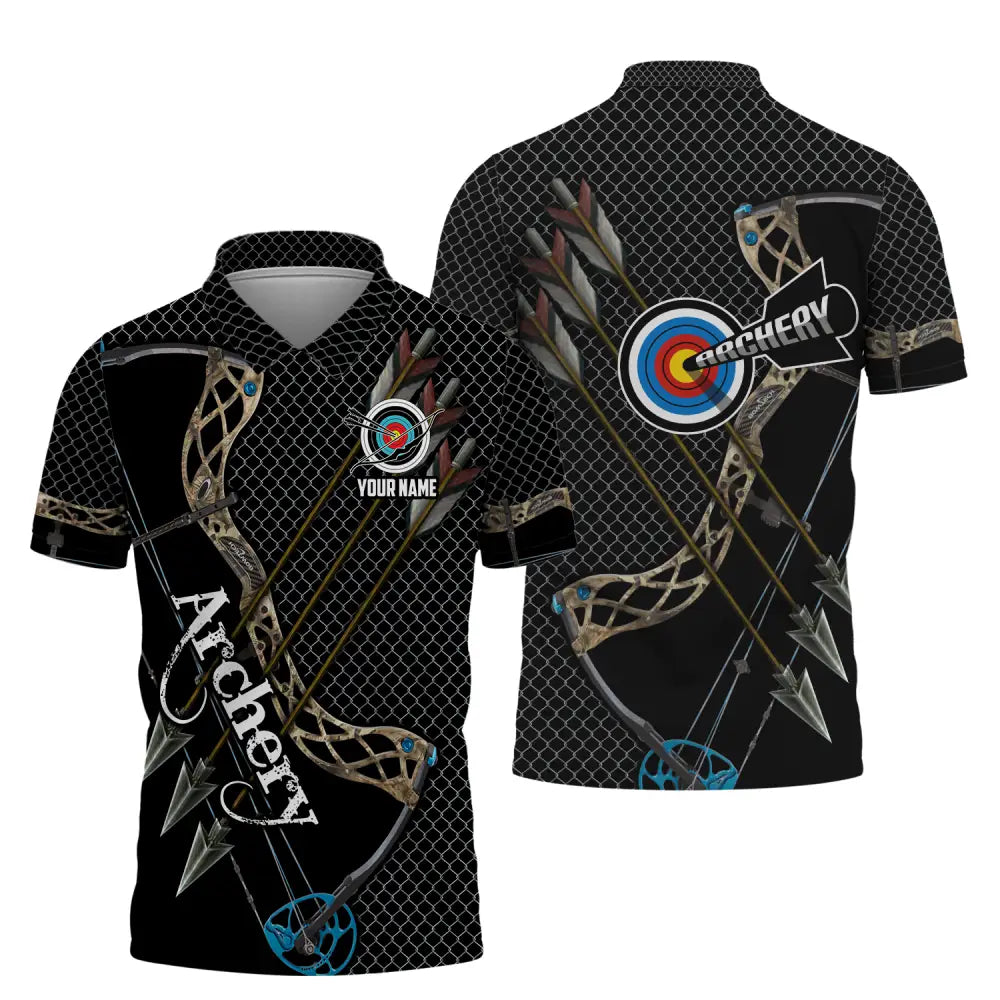 Unisex Shirt - Custom Name Sport Shirt Three Arrows Archery Polo Shirt / S T-shirt