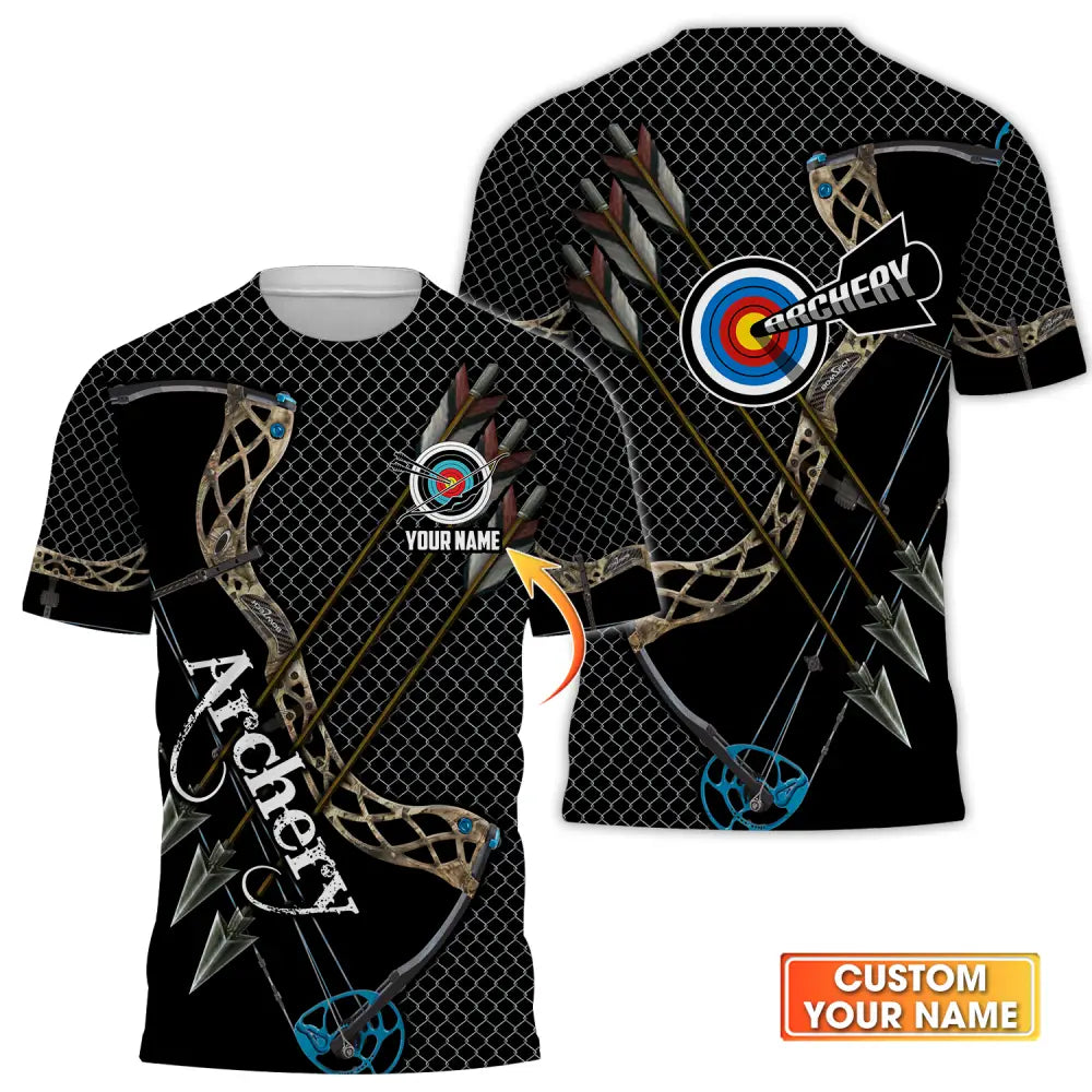 Unisex Shirt - Custom Name Sport Shirt Three Arrows Archery T-shirt