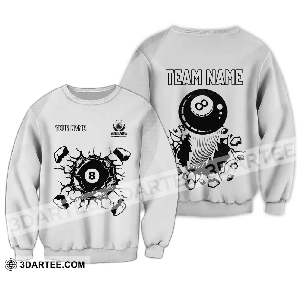 Unisex Shirt - Custom Name T-Shirt Personalized Billiards Clothing Long Sleeve / S T-Shirt