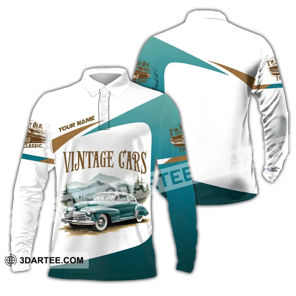 Unisex Shirt Custom Name Vintage Car Polo Long Sleeve Gift For Lover / S T-Shirt