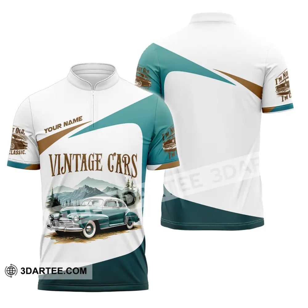 Unisex Shirt Custom Name Vintage Car Polo Long Sleeve Gift For Lover Zipper / S T-Shirt