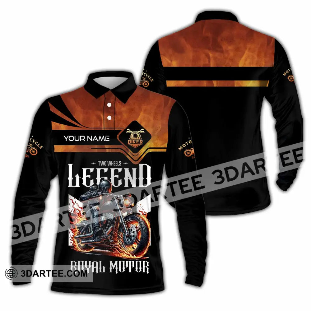 Unisex Shirt Custom Name Vintage Motorbike Love T-Shirt Long Sleeve Polo / S T-Shirt