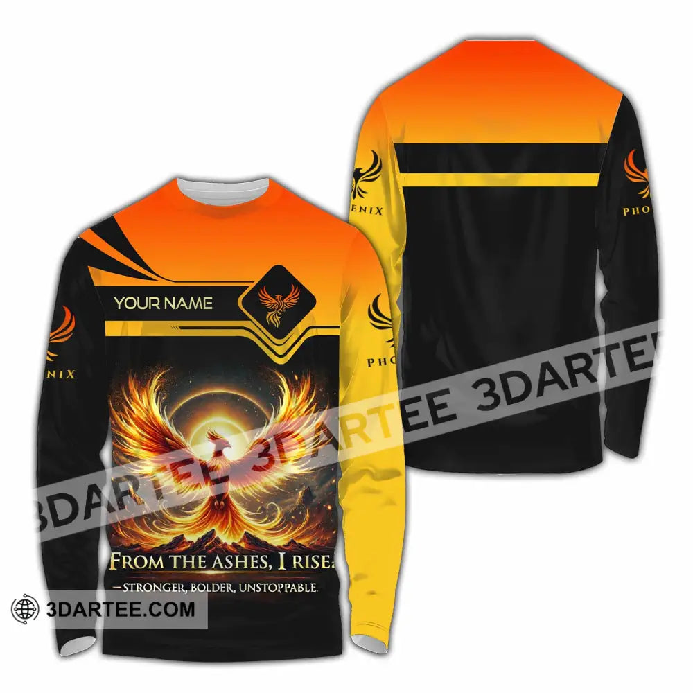 Unisex Shirt - Custom Phoenix From The Ashes I Rise Stronger Bolder Unstoppable Shirt Long Sleeve Shirt / S T-shirt