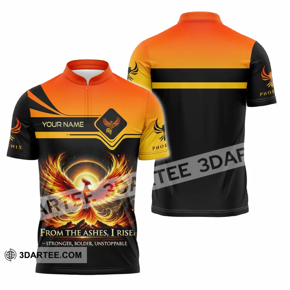 Unisex Shirt - Custom Phoenix From The Ashes I Rise Stronger Bolder Unstoppable Shirt Zipper Polo Shirt / S T-shirt