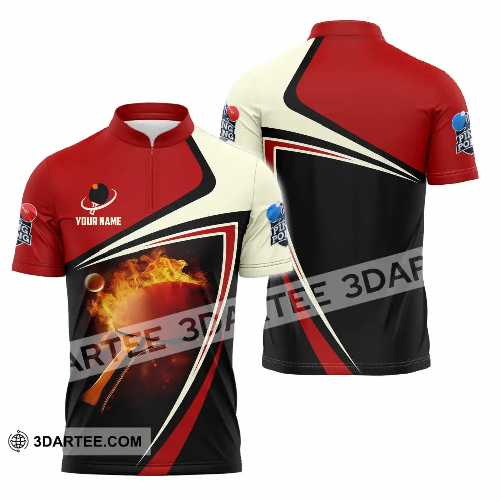 Unisex Shirt - Custom Ping Pong Lover Shirt Zipper Polo Shirt / S T-shirt