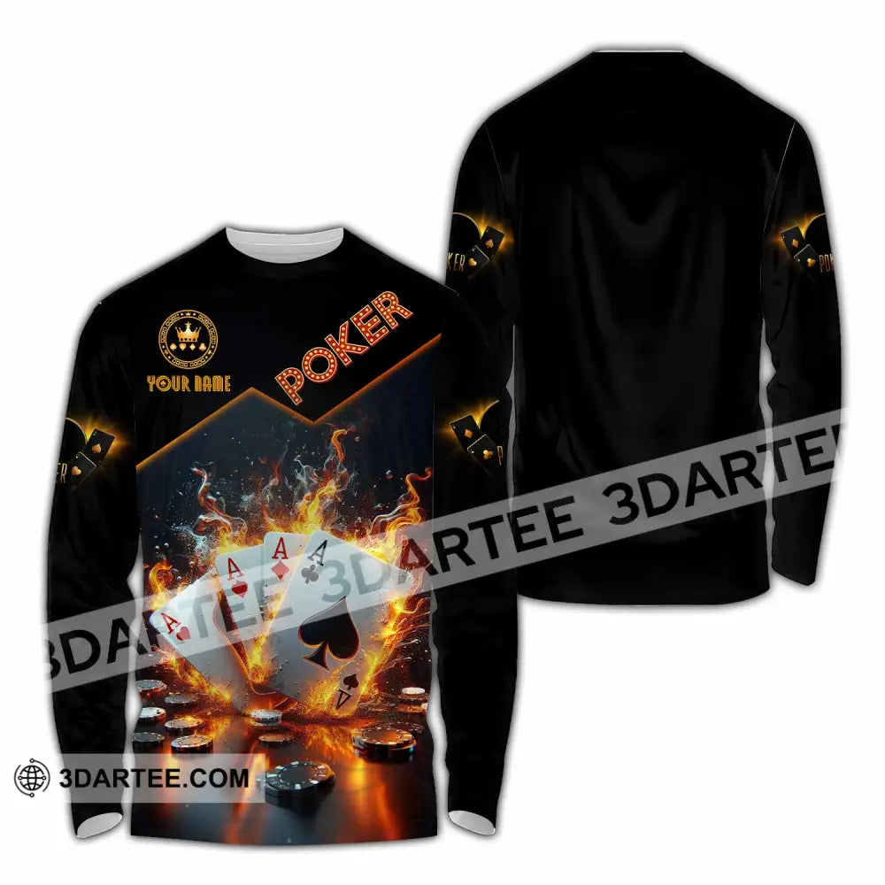 Unisex Shirt - Custom Poker Four Of Aces Card Lover Shirt Long Sleeve Shirt / S T-shirt