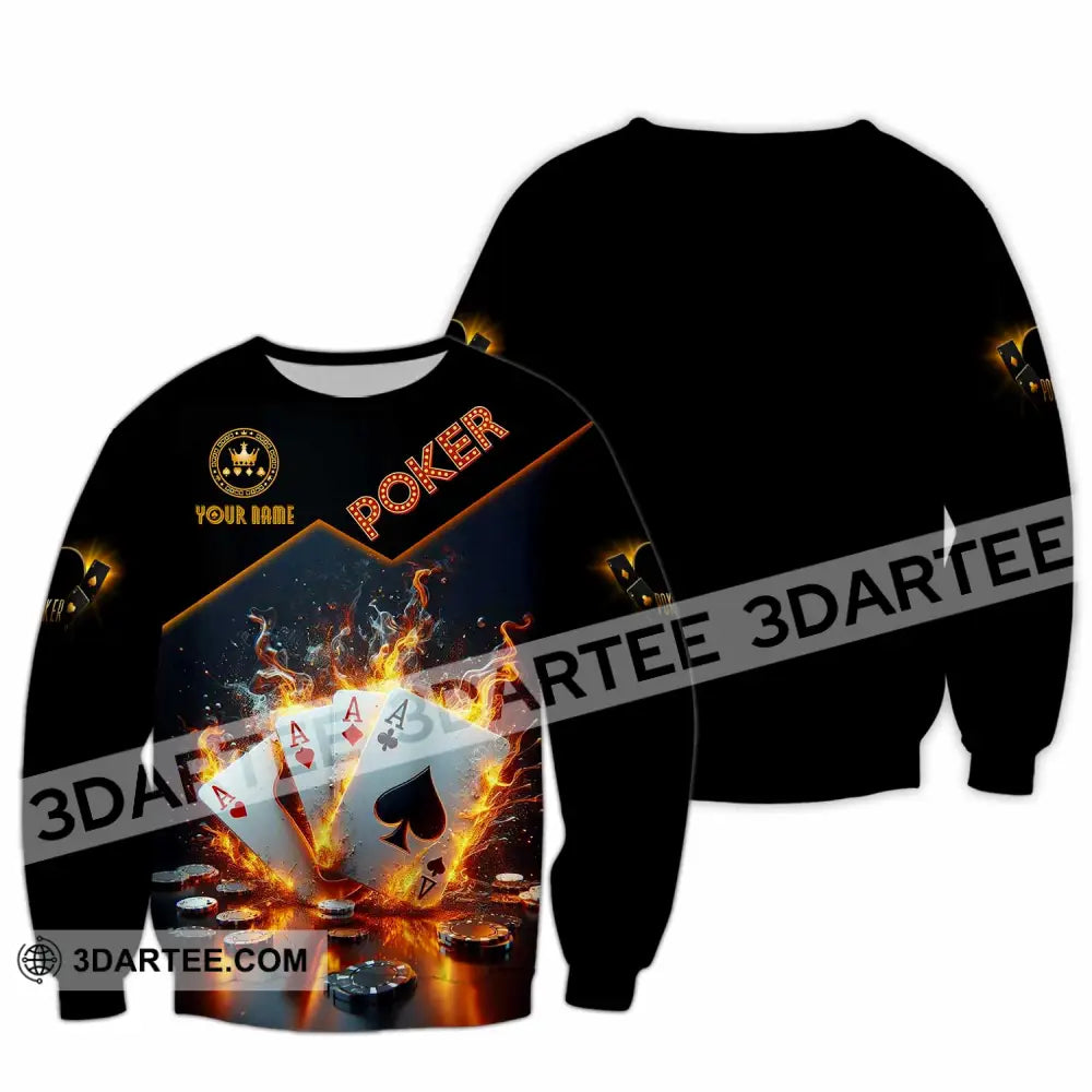 Unisex Shirt - Custom Poker Four Of Aces Card Lover Shirt Long Sleeve / S T-shirt