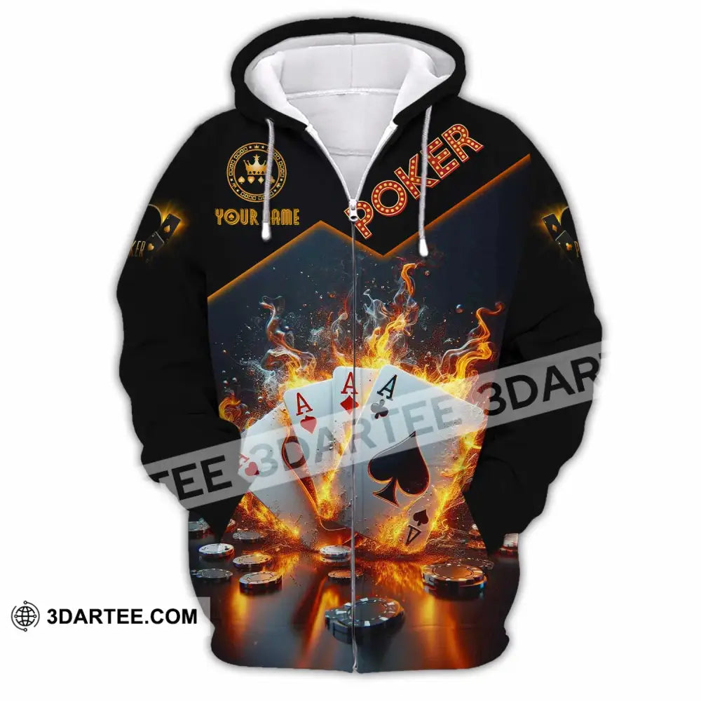Unisex Shirt - Custom Poker Four Of Aces Card Lover Shirt Zipper Hoodie / S T-shirt