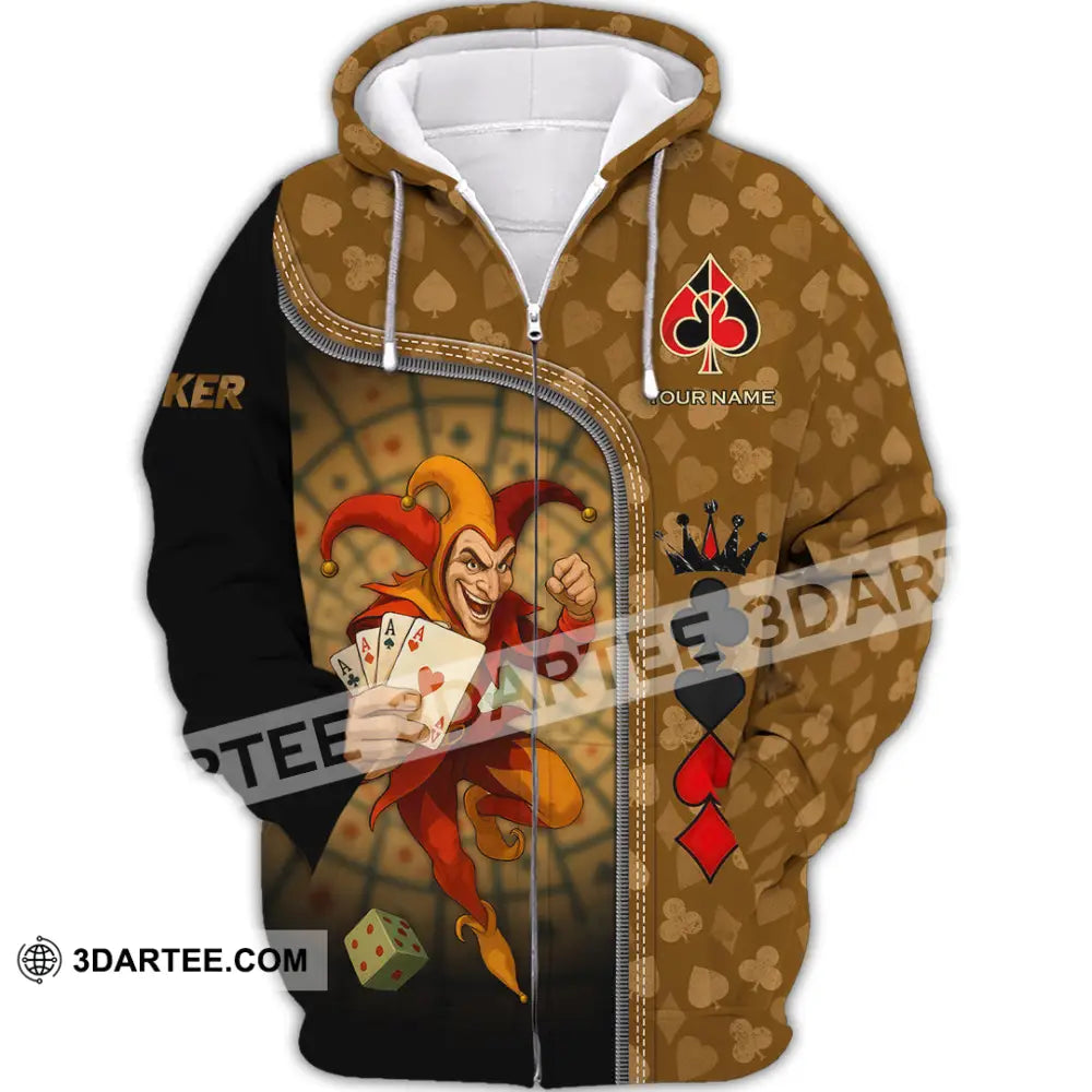 Unisex Shirt - Custom Poker Lover Shirt Poker Player Zipper Hoodie / S T-shirt