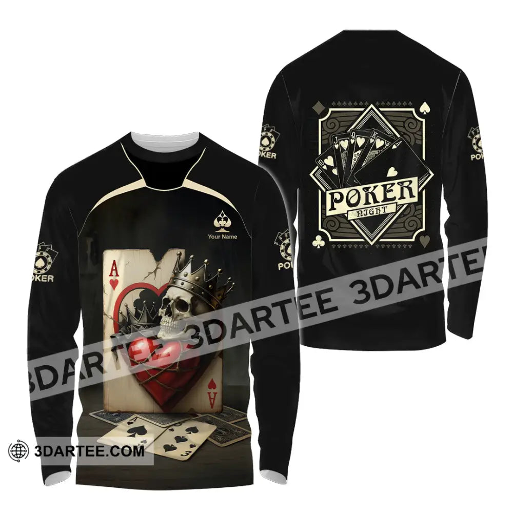 Unisex Shirt - Custom Poker Lover Shirt Skeleton Poker Cards Long Sleeve Shirt / S T-shirt