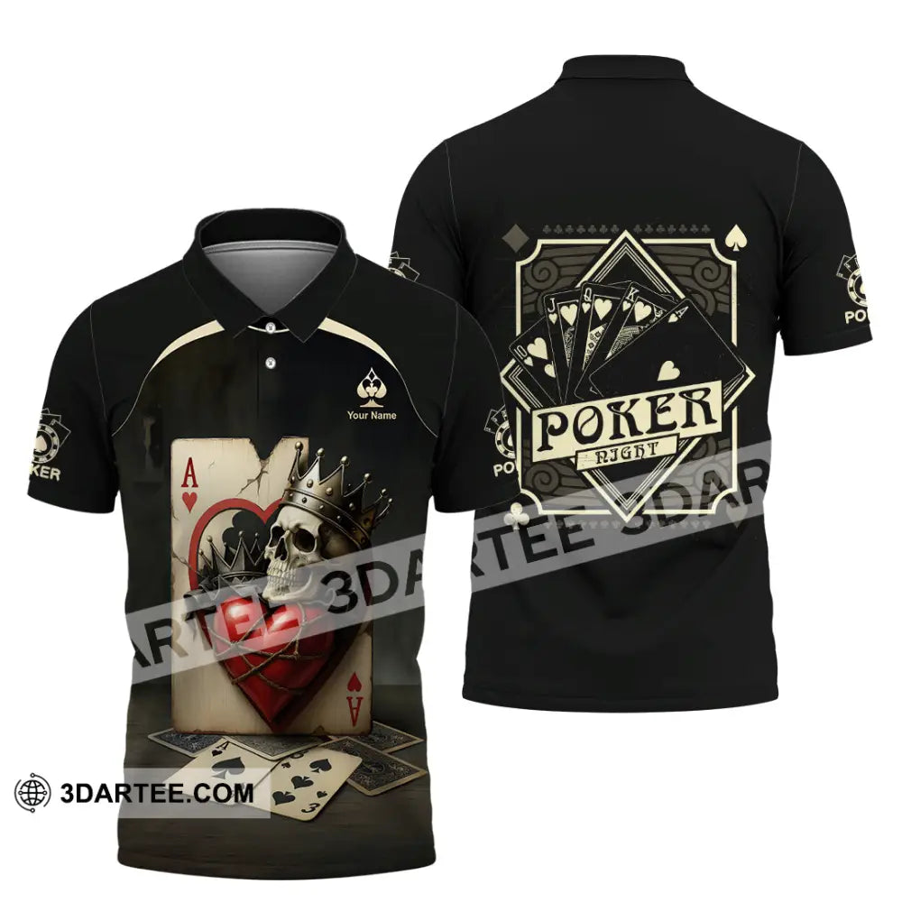 Unisex Shirt - Custom Poker Lover Shirt Skeleton Poker Cards Polo Shirt / S T-shirt