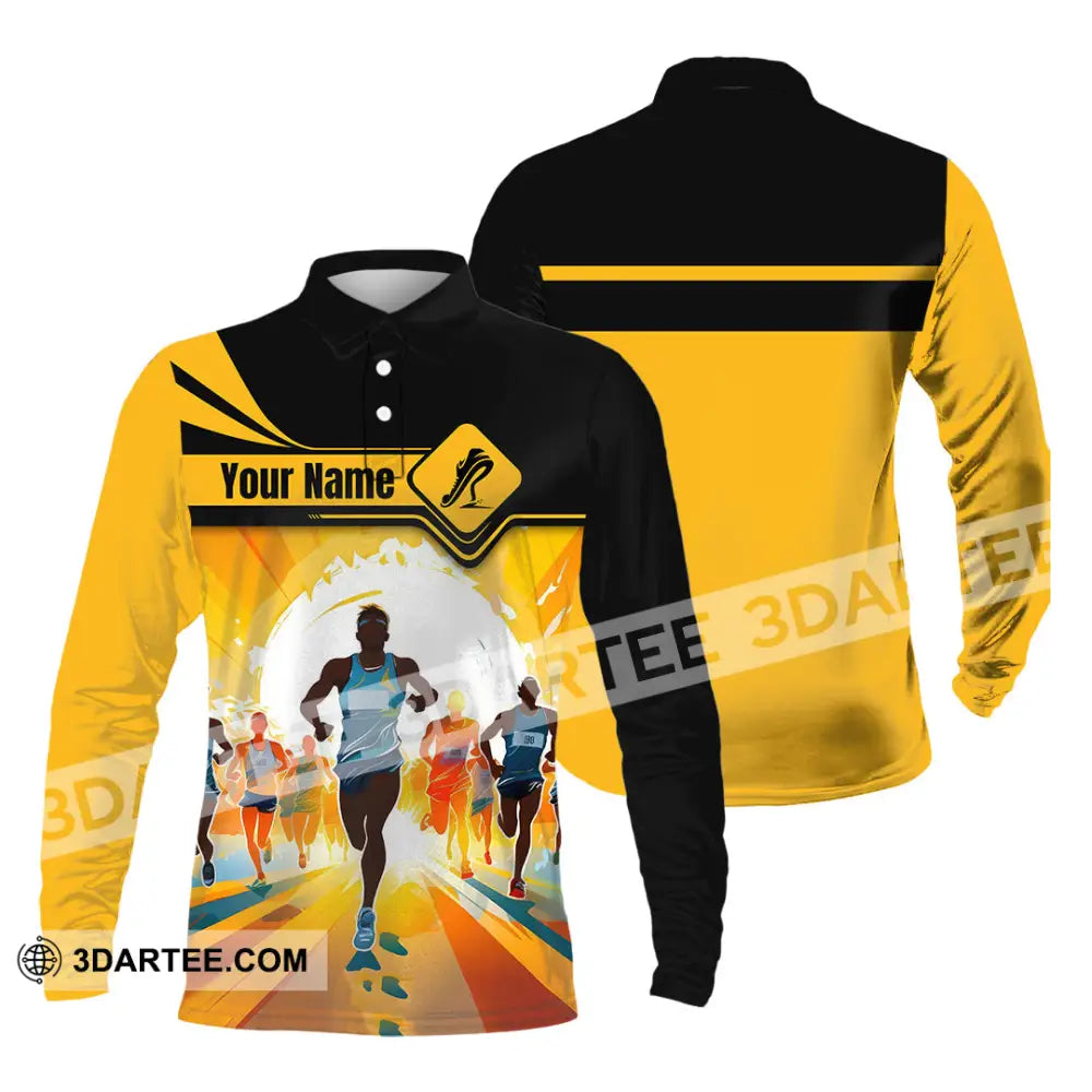 Unisex Shirt - Custom Ready To Run Love Marathon Running Shirt Long Sleeve Polo / S T-shirt