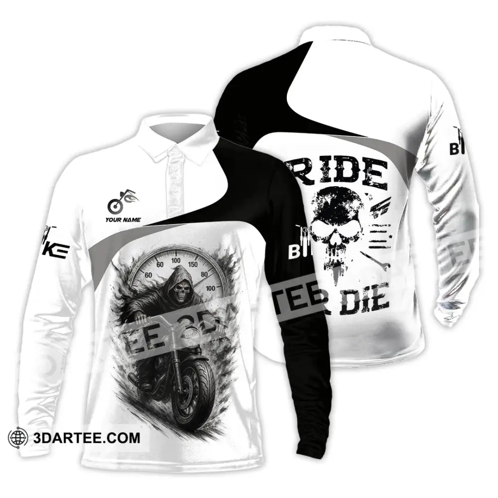 Unisex Shirt - Custom Ride Or Die Rider Shirt Long Sleeve Polo / S T-shirt