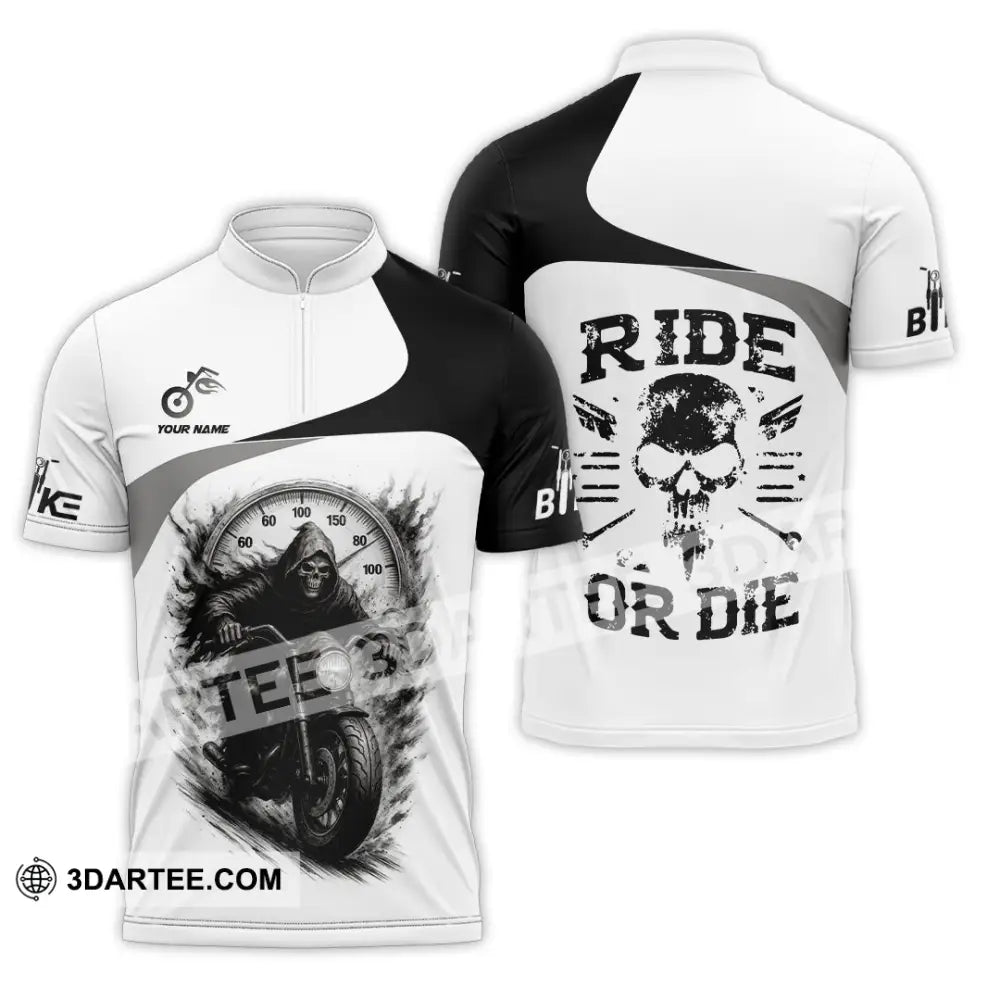 Unisex Shirt - Custom Ride Or Die Rider Shirt Zipper Polo Shirt / S T-shirt