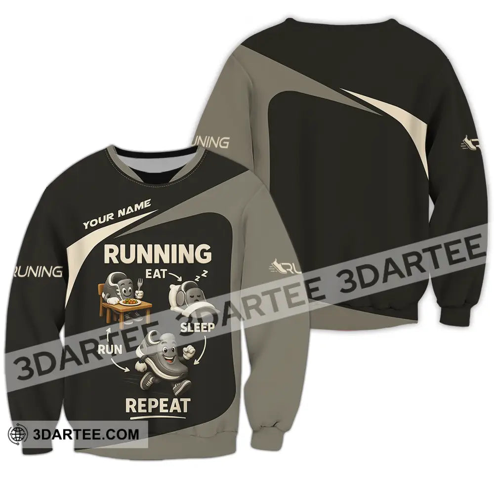 Unisex Shirt - Custom Run Eat Sleep And Repeat Running Lover Runner Shirt Long Sleeve / S T-shirt