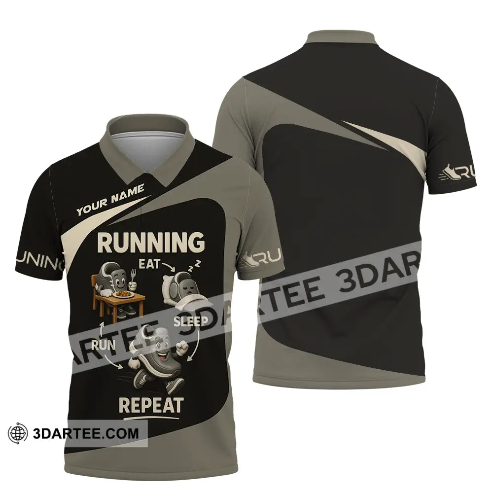 Unisex Shirt - Custom Run Eat Sleep And Repeat Running Lover Runner Shirt Polo Shirt / S T-shirt