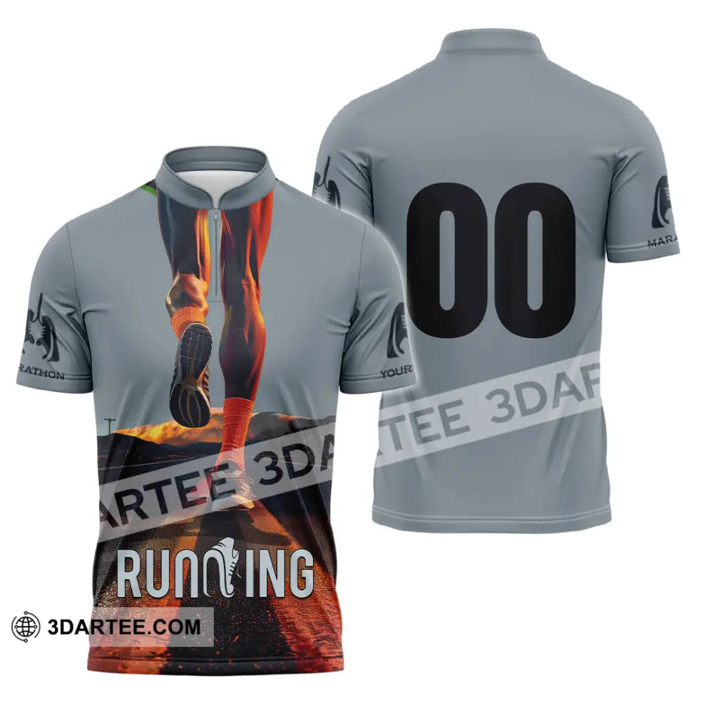 Unisex Shirt - Custom Run For Fun Running Lover Sport Shirt Zipper Polo Shirt / S T-shirt