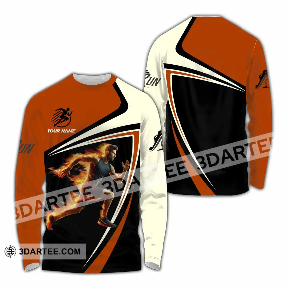 Unisex Shirt - Custom Running Fire Man Shirt Long Sleeve Shirt / S T-shirt