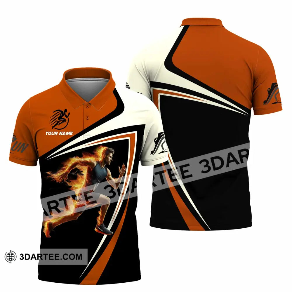 Unisex Shirt - Custom Running Fire Man Shirt Polo Shirt / S T-shirt